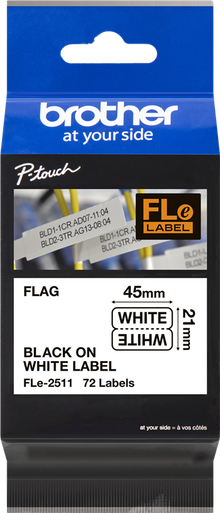 brother-fle-2511-einzelfaehnchen-etikett-21-x-45mm-schwarz-auf-weiss
