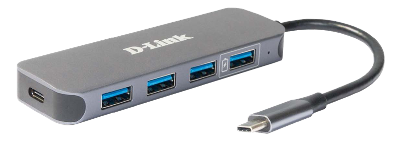d-link-usb-c-hub-mit-4-usb-3-0-ports-inklusive-ladefunktion-grey-1