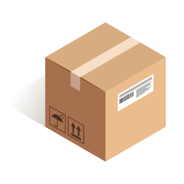 Recycling-Paket mit Retourschein für den Versand vorbereiten