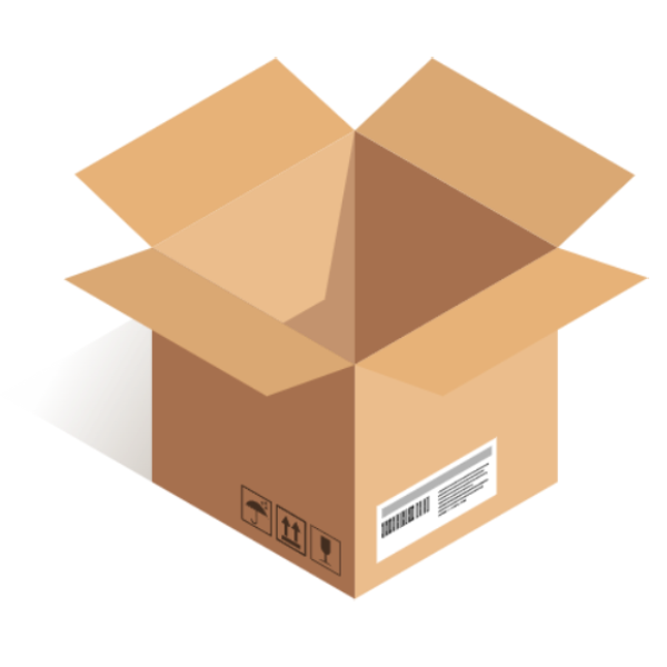 Leere Kartuschen geschützt in einen Karton verpacken