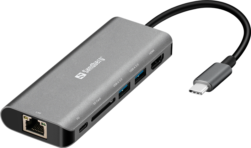sandberg-dockingstation-usb-c-hdmi-lan-sd-usb100w-grey-1